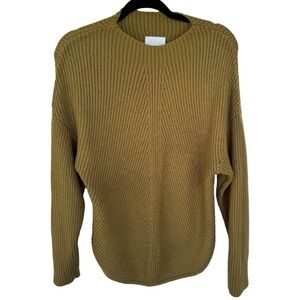 Every women’s olive green ribbed knit soft stretchy high neck sweater medium